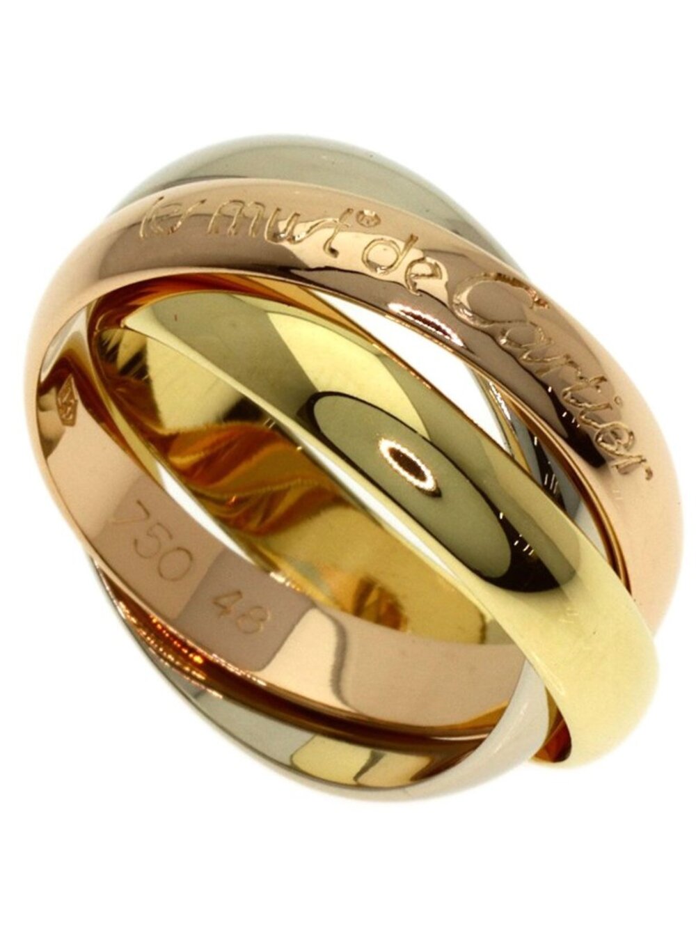 Cartier Trinity 48 Ring 18k Yellow Gold 18k White Pink
